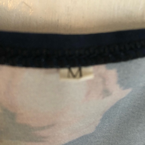 Beautiful Navy Blue dress with Pink Roses. Sleeveless. Size M. Asymmetrical Hem. - Picture 3 of 3